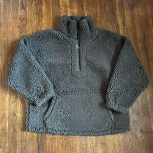 EUC glyder brown fuzzy half-zip sweater